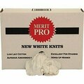 Merit Pro #5 4Lb Box White New Washed Knit Rag, Red Label 01012